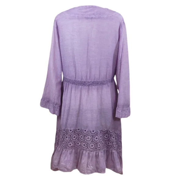 Saga Silk Blend Embroidered Asymmetrical Dress V-neck - Picture 5 of 11